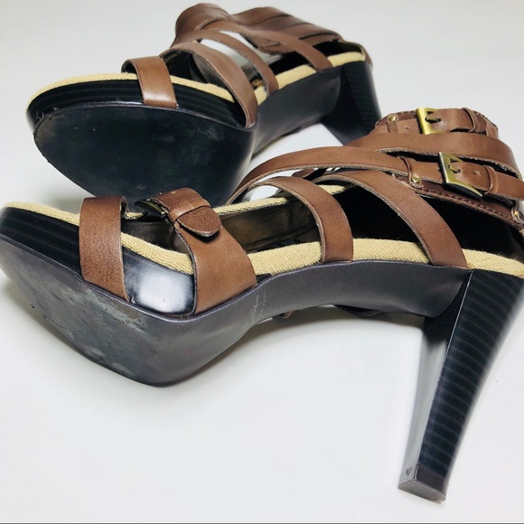 FIRM Sam Edelman Shane Strap Sandal Brown Heel - Picture 5 of 8